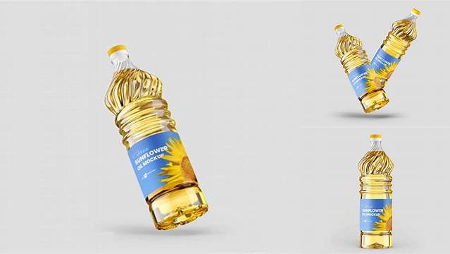 2010+ Sunflower Oil Bottle PSD Mockup Editable Photoshop Free Mockup