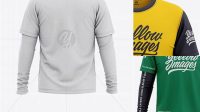 2011+ Men's Double-Layer Long Sleeve Knit T-Shirt PSD Mockup Back View Photoshop Freebie