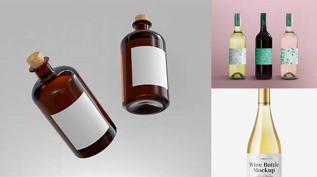 2012+ Amber Glass Bottle with White Wine HD PSD Mockup Digital Photoshop Free Mockup