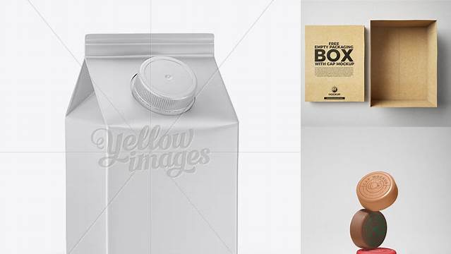 2013+ Carton Package With Plastic Cap PSD Mockup Half Side View Free Premium Photoshop Template Download