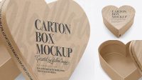 2014+ Heart Shaped Kraft Box PSD Mockup High Angle View Professional PSD Mockup