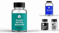 2015+ Frosted Glass Bottle With Pills PSD Mockup Easy Editable