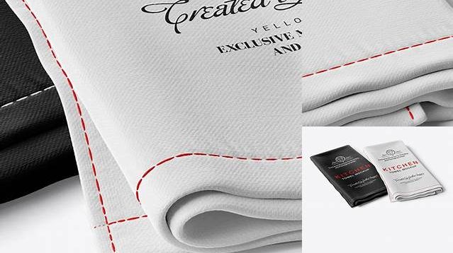 2015+ Two Folded Kitchen Towels PSD Mockup Half Side View Professional Graphic PSD Download