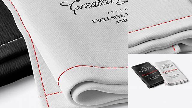 2015+ Two Folded Kitchen Towels PSD Mockup Half Side View Professional Graphic PSD Download