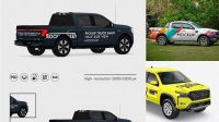 2018+ Pickup Truck PSD Mockup Half Side View Include TIFF