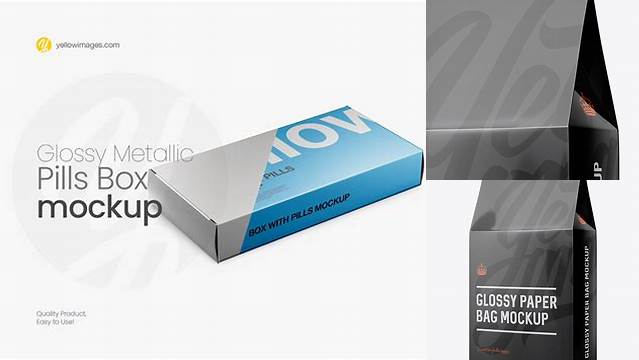 2020+ Glossy Box PSD Mockup Halfside View Digital Download PSD for Free