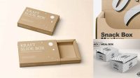 2022+ Kraft Snack Box PSD Mockup Smart Object PSD Free Resource