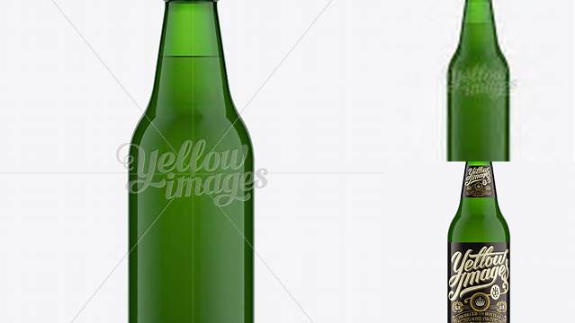 2028+ 330ml Vishy Green Glass Beer Bottle PSD Mockup Editable Graphic Free PSD