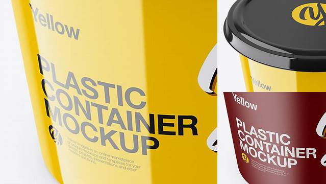 2028+ Mattte Plasic Container PSD Mockup High-Angle Shot Modern PSD Templates