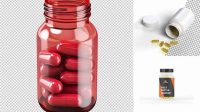 2028+ Opened Transparent Bottle with Pills PSD Mockup Editable Graphic Free PSD