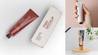 2029+ Glossy Cream Tube PSD Mockup Advanced Photoshop Design Free