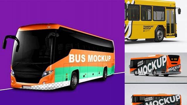 2031+ Hybrid Bus PSD Mockup Front View Free Premium Photoshop Template Download