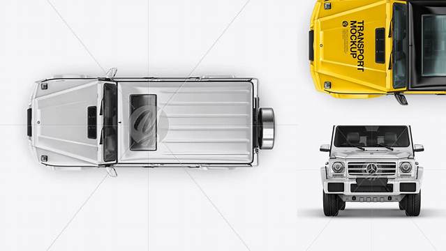 2031+ Mercedes Benz G class PSD Mockup Top view Free Download Design Mockup