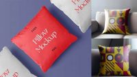 2032+ Round Leather Pillow PSD Mockup Customizable Layered Design PSD