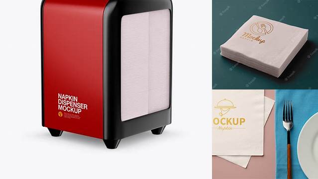 2036+ Napkin Dispenser PSD Mockup Half Side View Exclusive Free Creative Mockup File