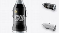 2038+ Glossy USB Car Charger PSD Mockup Front View Editable Photoshop Template Freebie