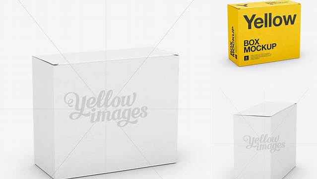 2041+ Small White Cardboard Box PSD Mockup 25° Angle Front View High-Angle Shot PSD Download