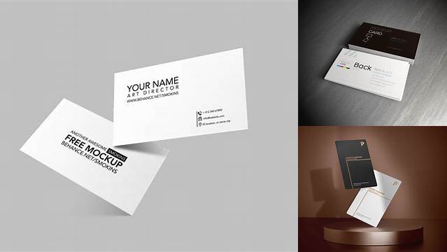 2043+ 2 Paper Pieces And 2 Business Cards PSD Mockup Half Side View High-Quality Digital Mockup Resource