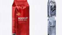 2045+ Glossy Metallic Coffee Bag PSD Mockup Half Side View Digital Download