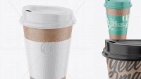 205+ Coffee Cup With Kraft Holder – Front View High Angle Shot Elegant Free Graphic Resource