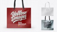 2050+ Glossy Bag with Raised Up Handles PSD Mockup Front & Top Views Layered PSD for Easy Editing