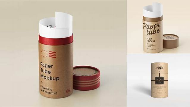 2050+ Glossy Paper Tube PSD Mockup Front View Download Premium PSD Resource