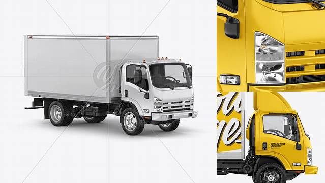 2050+ Isuzu Elf PSD Mockup Half Side View Smart Layer PSD