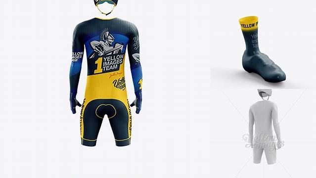 2053+ Men’s Full Cycling Time-Trial Kit PSD Mockup Hero Shot Editable Design PSD File