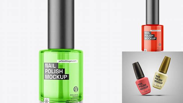 2067+ Clear Nail Polish Bottle PSD Mockup Editable Photoshop File