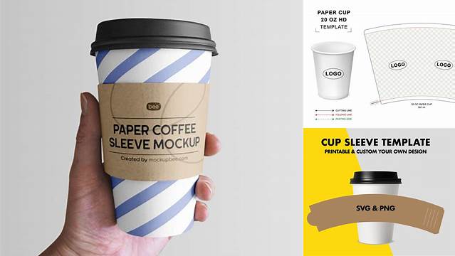 2071+ Paper Cup Sleeve Mockup Advanced Editable Template Free