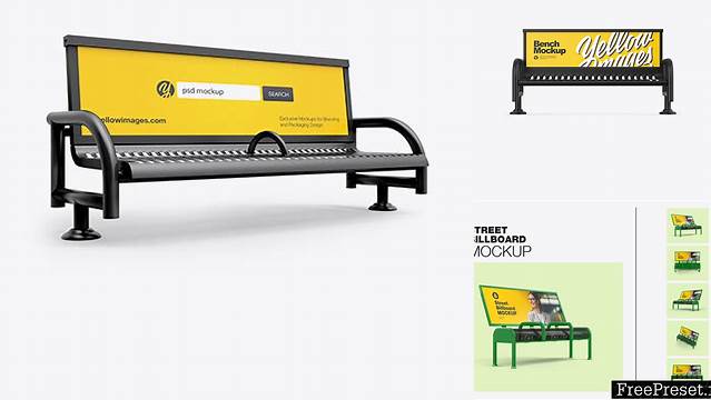 2071+ Street Bench Advertising PSD Mockup Half Side View Versatile Photoshop File