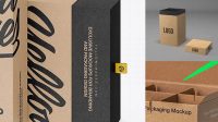 2071+ Two Kraft Boxes PSD Mockup with Label Half Side View Smart Layer Mockup Free