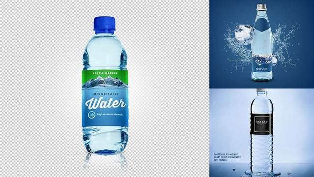 2072+ Matte Bottle With Water PSD Mockup PSD for Creative Projects