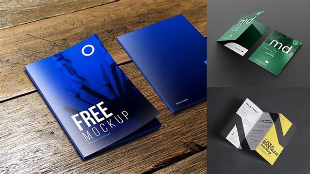 2073+ Glossy Folder With Brochures PSD Mockup Front View High-Angle Shot Advanced Photoshop Design Free