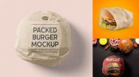 2074+ Wrapped Burger Mockup Free Mockup PSD