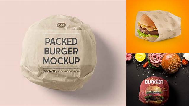 2074+ Wrapped Burger Mockup Free Mockup PSD