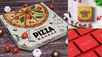 2075+ Three Pizza Kraft Boxes PSD Mockup Smart Design Template Free