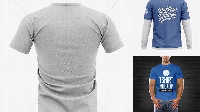 2076+ Men’s Heather T-shirt PSD Mockup Back View Download Now Free PSD Template