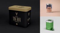 2079+ Two Metallic Tin Boxes PSD Mockup Creative Design PSD Free Download