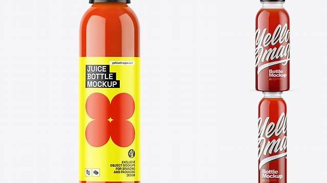 2080+ Clear PET Tomato Juice Bottle PSD Mockup Versatile and Modern PSD Mockup