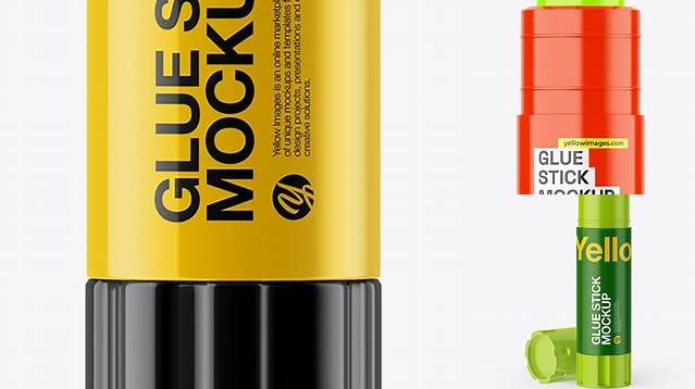 2082+ Glossy Glue Stick PSD Mockup Unique High-Resolution Design Freebie