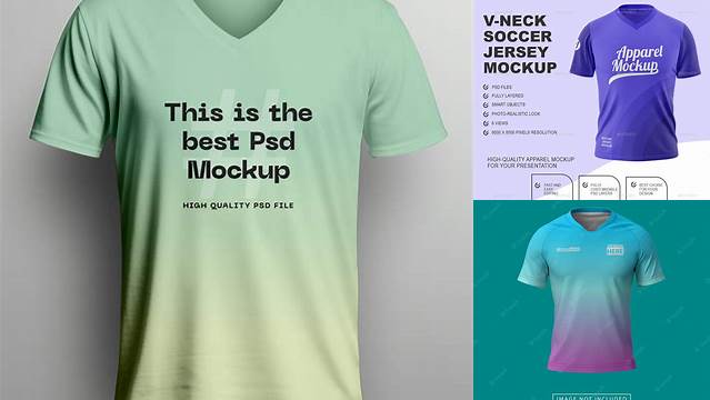 2082+ Jersey V Neck Mockup Free PSD