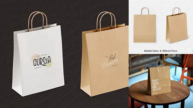 2082+ Paper Bag PSD Mockup Front View Free PSD for Designers