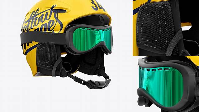 2086+ Ski Helmet PSD Mockup Right Half Side View Download Free Premium Design PSD