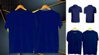 2089+ Mockup Kaos Polos Biru Dongker Smart Layer PSD