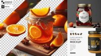 209+ Clear Glass Jar with Orange Jam PSD Mockup Modern and Unique Freebie PSD