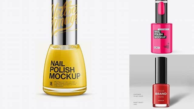 2095+ Glossy Nail Polish Bottle PSD Mockup Free Photoshop Mockup Design