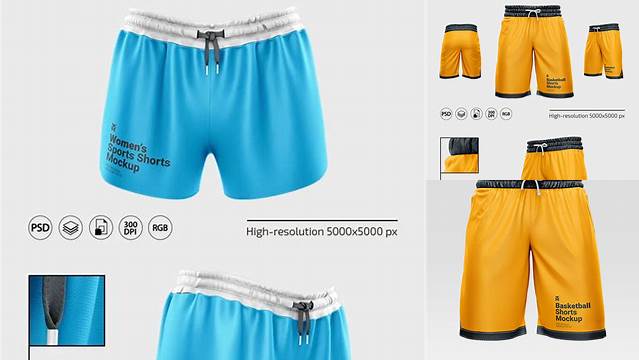 2096+ Women’s Basketball Shorts PSD Mockup Half Side View High-Resolution PSD Download