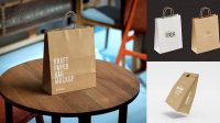 2100+ Glossy Kraft Paper Bag PSD Mockup Halfside View High-Angle Shot Download Free Premium Design PSD