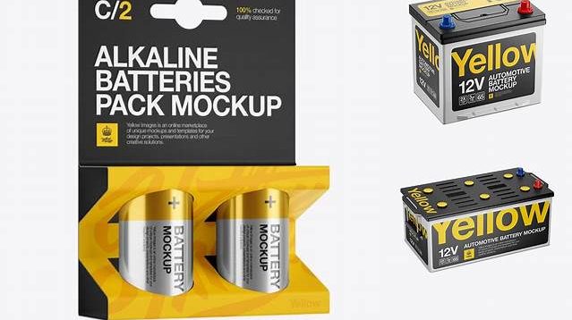 2104+ 2 Pack Battery C PSD Mockup Halfside View Layered Photoshop Template